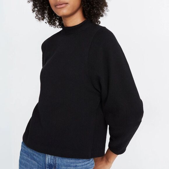 Madewell Texture & Thread Button-Back Mockneck Top Size Large - Picture 1 of 7